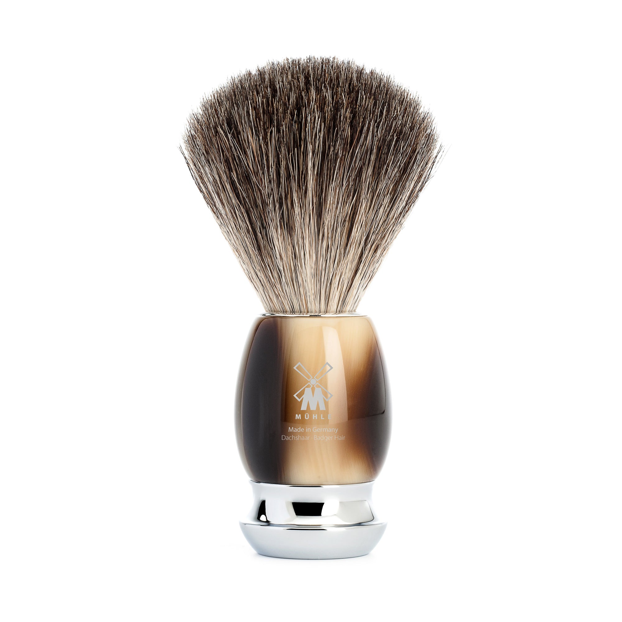 shaving brush with faux ivory handle
