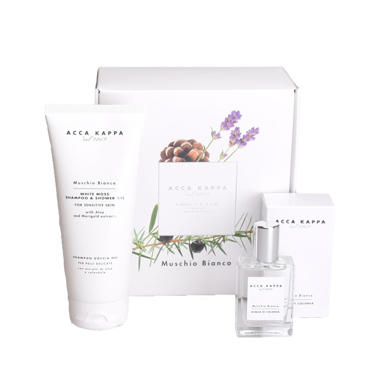 ACCA KAPPA White Moss Eau De Cologne, Shampoo & Shower Gel Gift Set