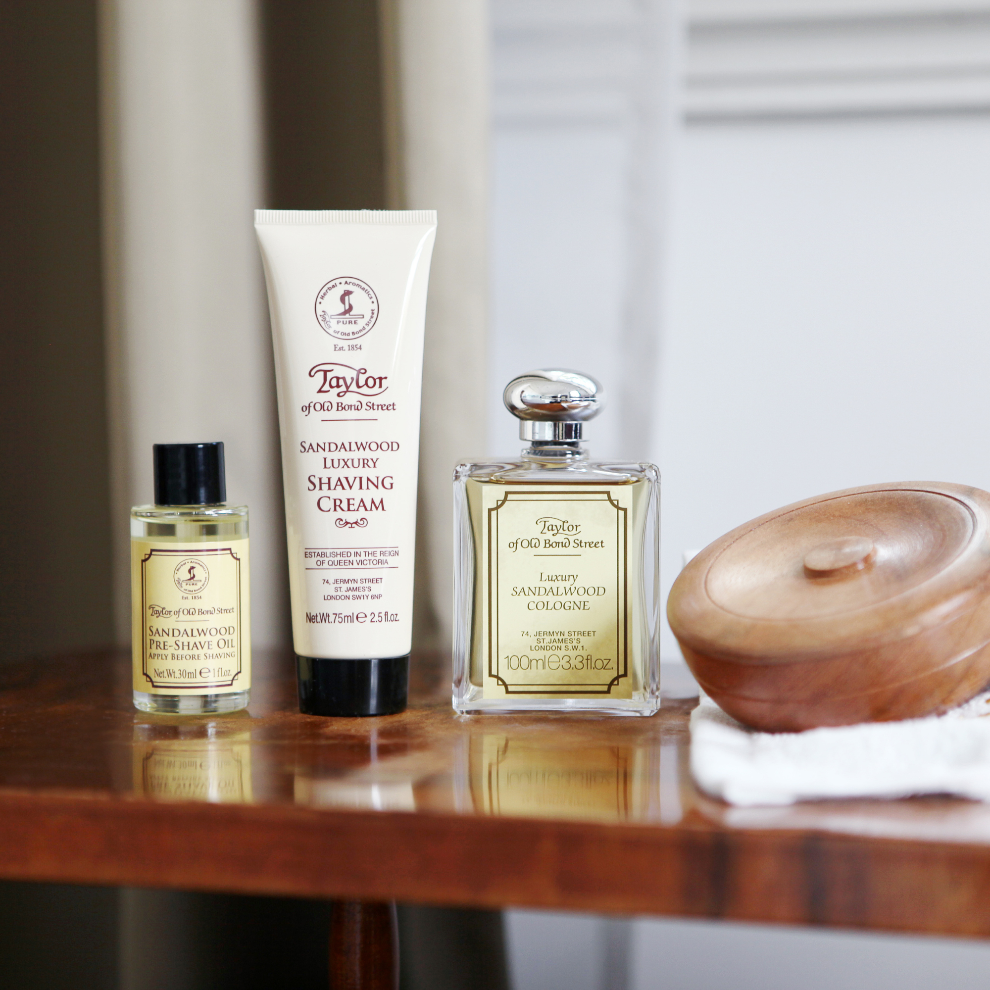 Taylor of Old Bond Street Pre-shave oil, Shaving Cream, and Cologne
