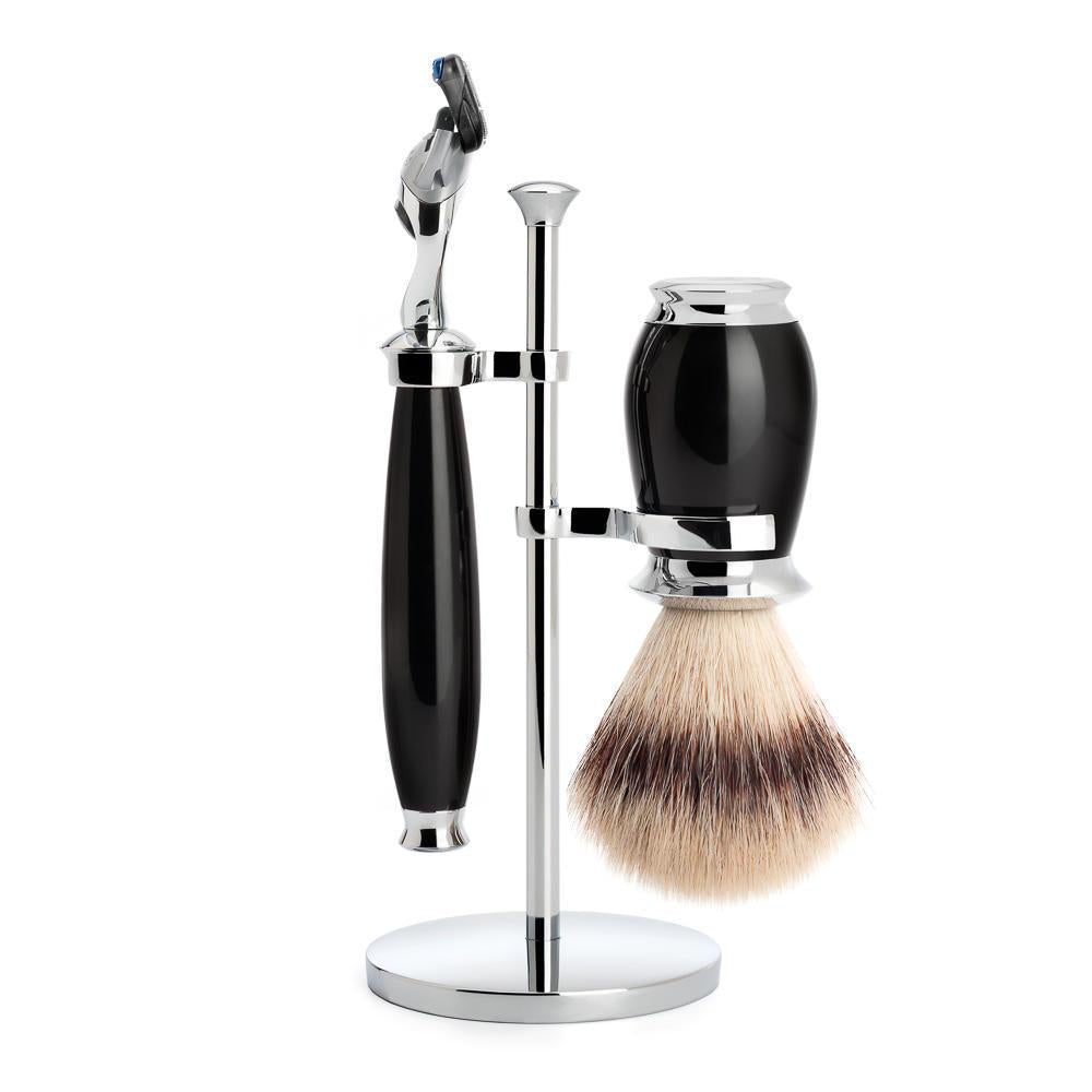 MÜHLE Purist Black 3-Piece Silvertip Fiber & Fusion Shaving Set