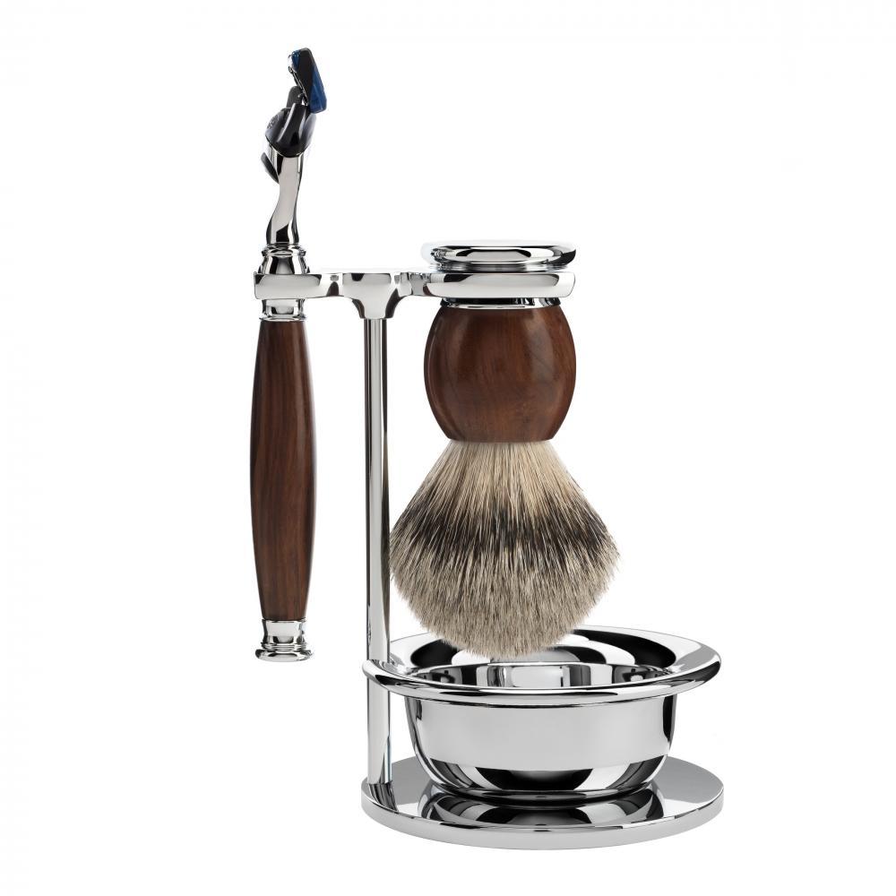 MÜHLE Sophist Ironwood 4-Piece Silvertip Badger & Fusion Razor Shaving Set