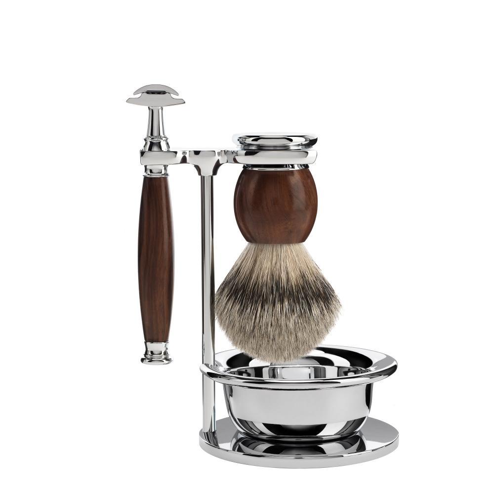MÜHLE Sophist Ironwood 4-Piece Silvertip Badger & Safety Razor Shaving Set