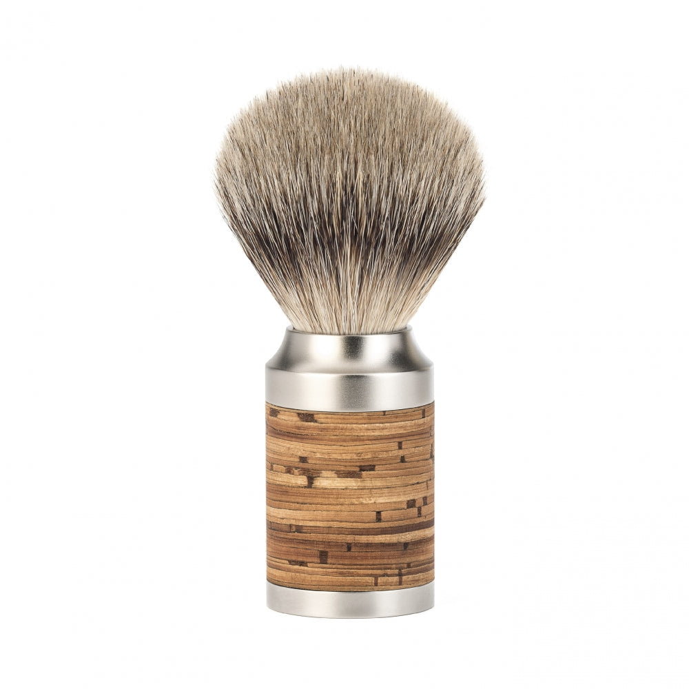 MÜHLE Rocca Stainless Steel & Birch Bark Silvertip Badger Shaving Brush