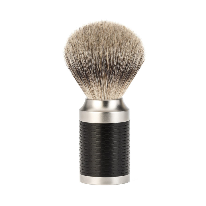 MÜHLE Rocca Stainless Steel & Black Silvertip Badger Shaving Brush
