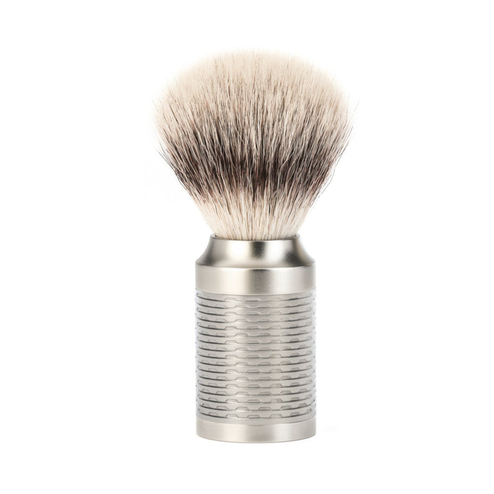 MÜHLE Rocca Pure Matt Stainless Steel Silvertip Fiber Shaving Brush