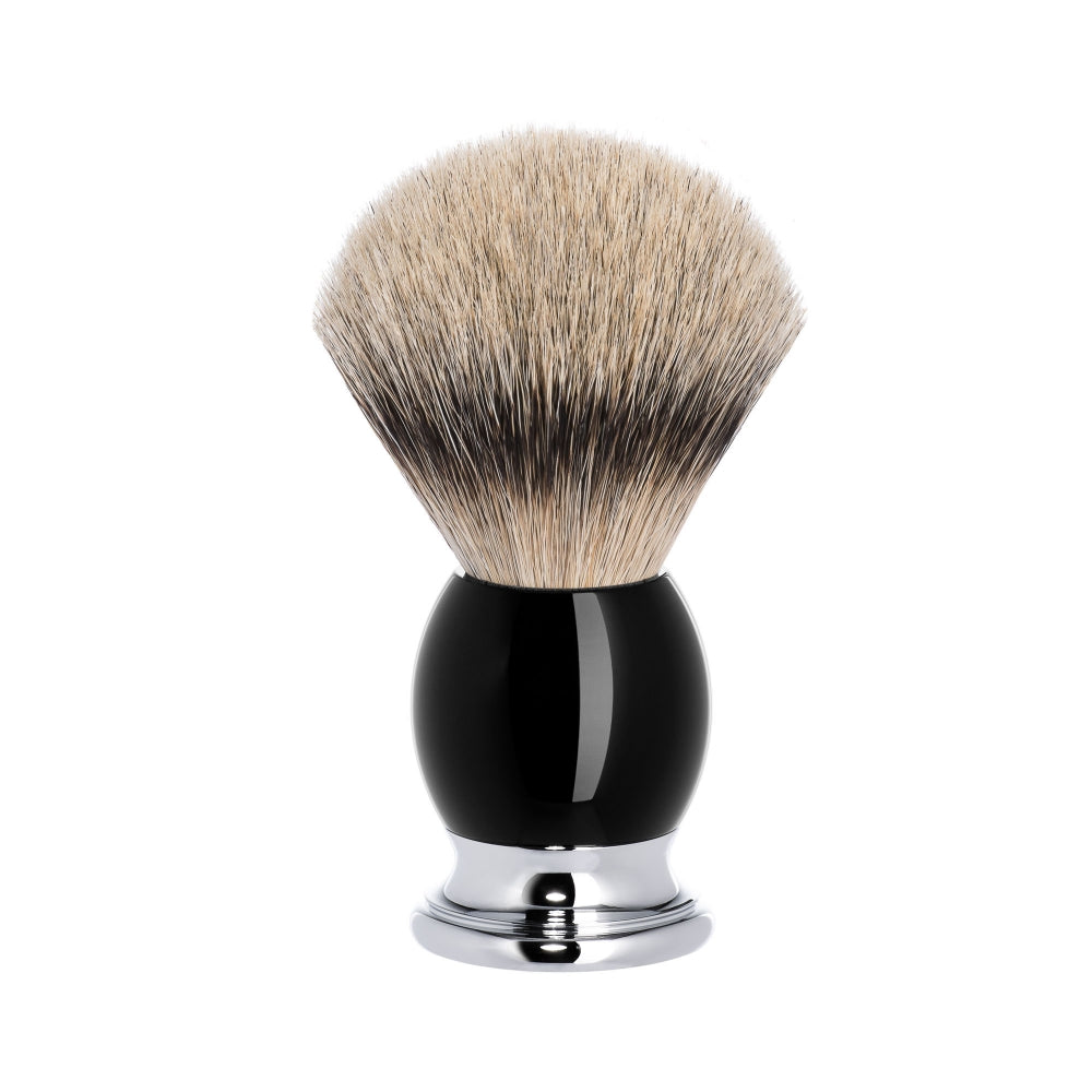Sophist Black & Chrome Silvertip Badger Shaving Brush MÜHLE Bib