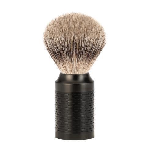 MÜHLE Rocca Jet Black Stainless Steel Silvertip Badger Shaving Brush