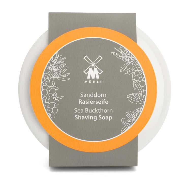 MÜHLE Porcelain Dish With Sea Buckthorn Shaving Soap, In package
