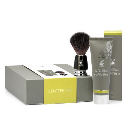 MÜHLE Starter Set Aloe Vera Shaving Cream & Rytmo Black Fiber Shaving Brush, Alternate View