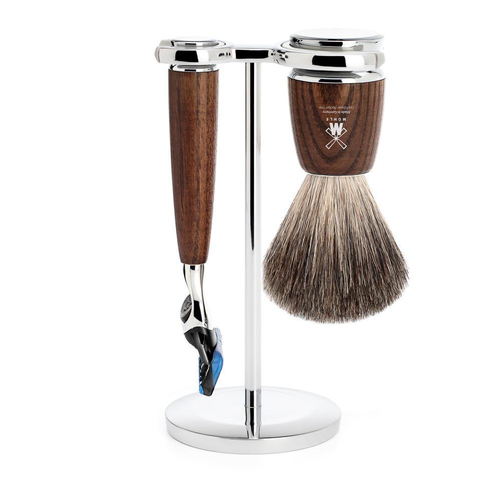 MÜHLE Rytmo Steamed Ash 3-Piece Pure Badger & Fusion Shaving Set