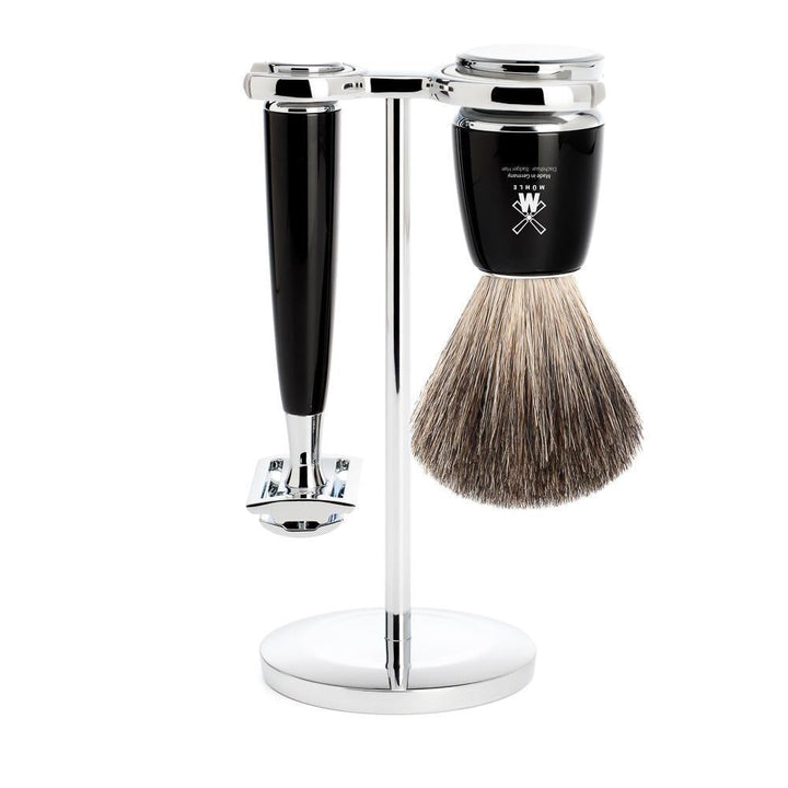 MÜHLE Rytmo Black 3-Piece Pure Badger & Safety Razor Shaving Set