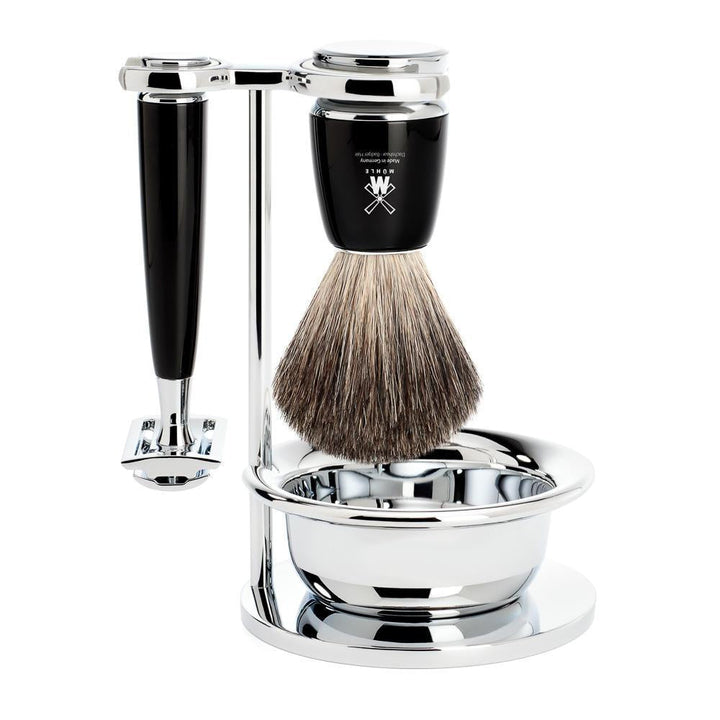MÜHLE Rytmo Black 4-Piece Pure Badger & Safety Razor Shaving Set