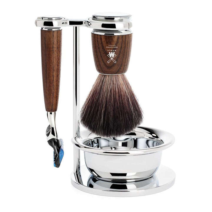 MÜHLE Rytmo Steamed Ash 4-Piece Black Fiber & Fusion Shaving Set