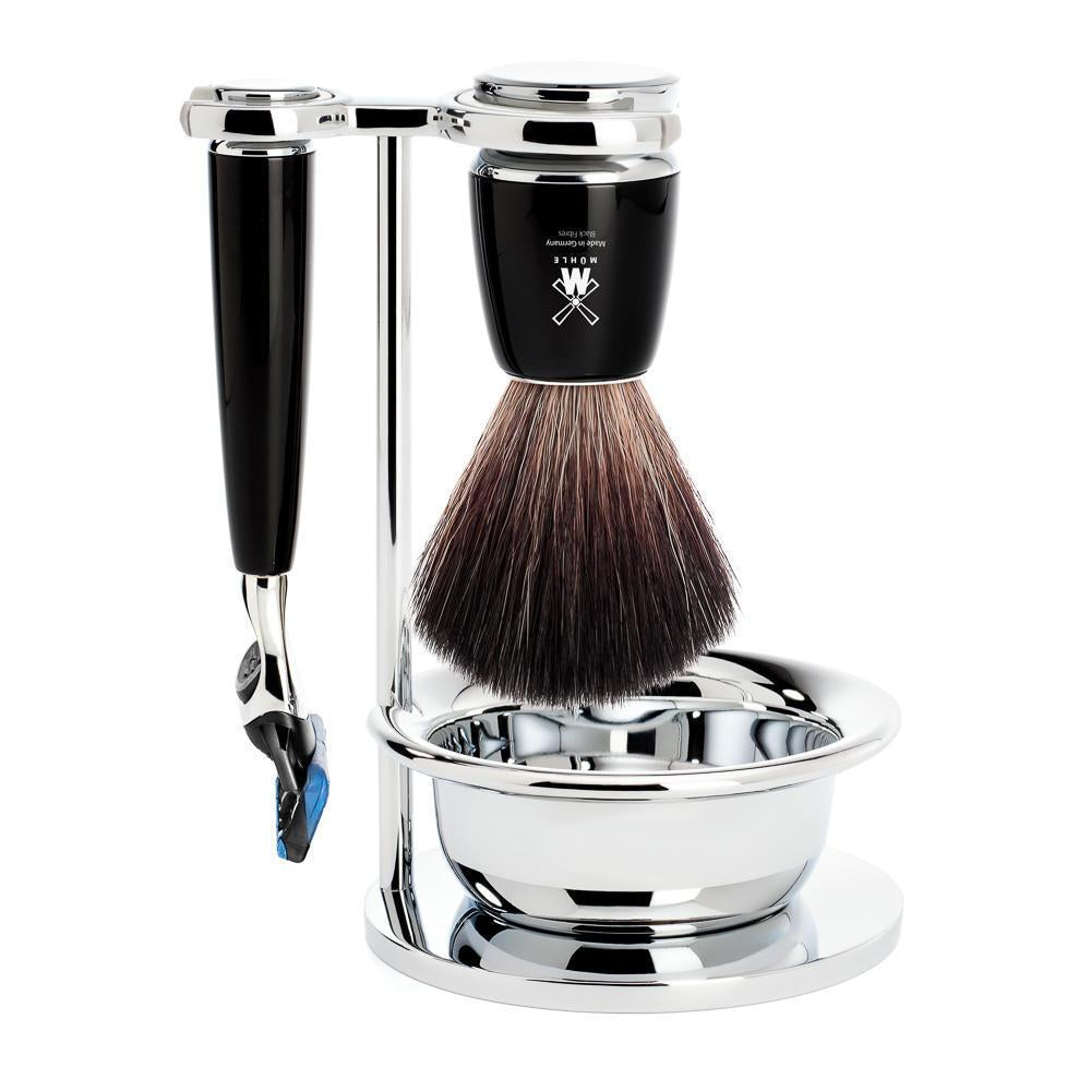 MÜHLE Rytmo Black 4-Piece Black Fiber & Fusion Shaving Set