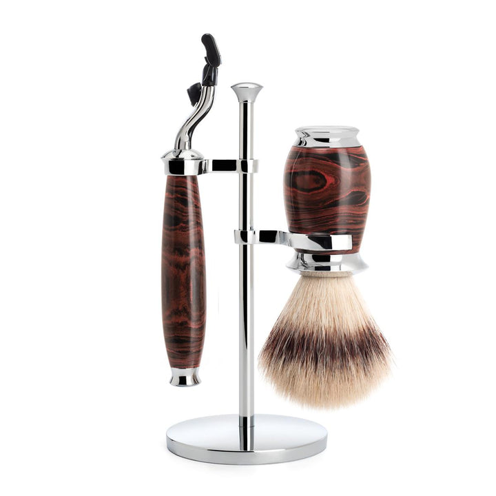 MÜHLE PURIST Ebonite 3 Pc. Silvertip Fibre / Mach3 Shaving Set
