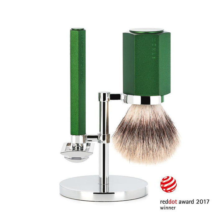 MÜHLE Hexagon Forest 3-Piece Silvertip Fiber Shaving Set